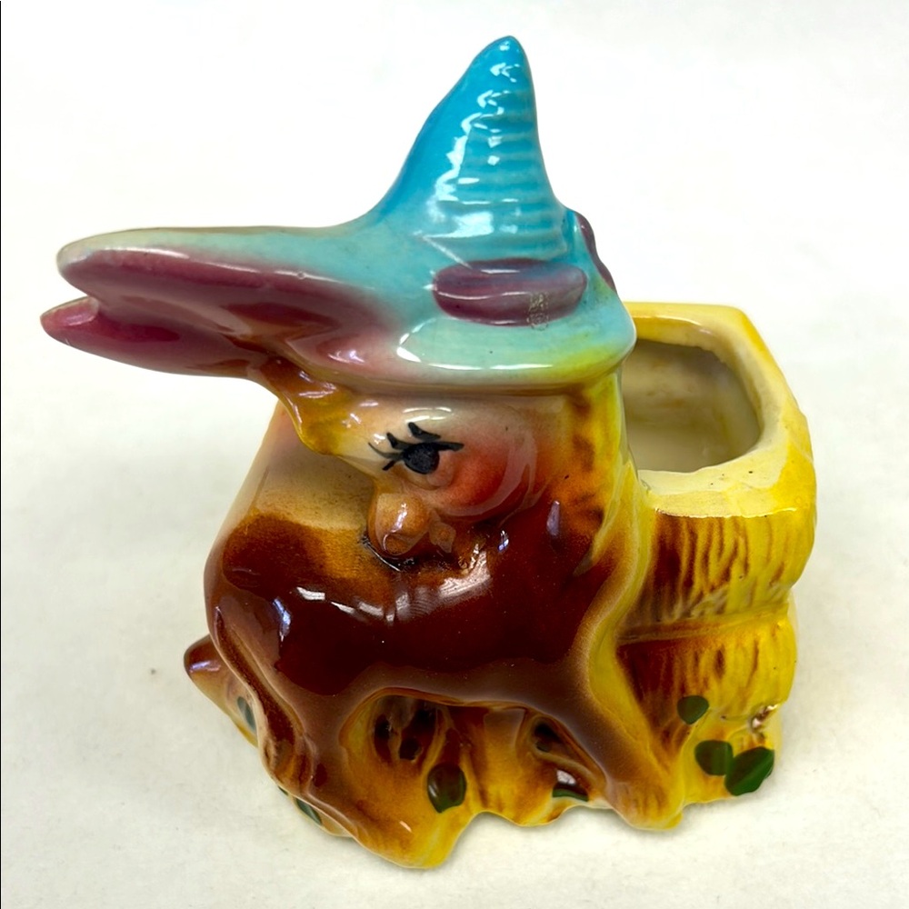Vintage 50s American Bisque Pottery anthropomorphic “Bashful Donkey”planter